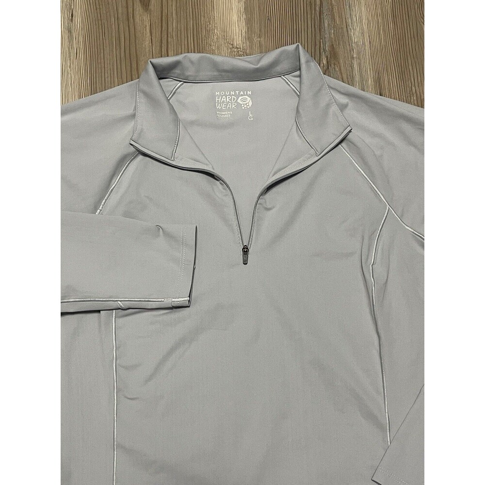Mountain Hardwear Women’s Size L Gray Long Sleeve Shirt 1/4 Zip Hiking Outdoor